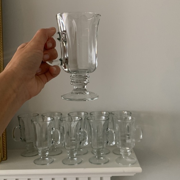 Set of 10 Clear Scalloped‎ Libbey Milano Coffee Mugs Barware Hot Cocktail Glass